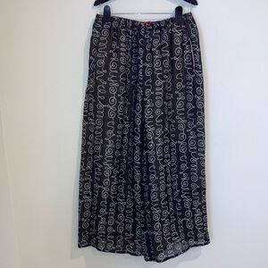 SHAMASK | Wide Leg Linen Pants - Brown & White, Silk Lining